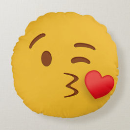 Blow Kiss Emoji Rond Kussen