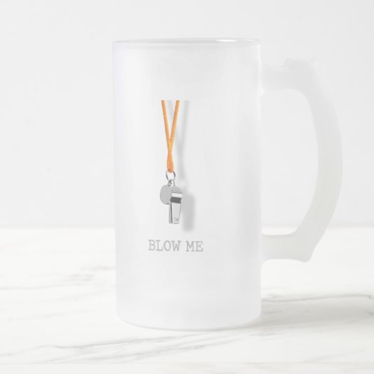 Blow Me Frosted Glass Beer Mug (Droit)