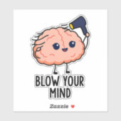 Blow Your Mind Sticker - Cerveau mignon avec sèche (Feuille)
