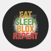 Blox Gaming _ Eat Sleep Blox Repeat _ Kids Gaming Ronde Sticker (Voorkant)
