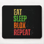 Blox Gaming Tee, Eat Sleep Blox Repeat, Kids Gamin Muismat (Voorkant)