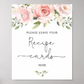 Blozen bloem laat je receptkaart hier poster (Voorkant)