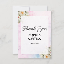 Blozen Bloemen bruiloft dank u kaart