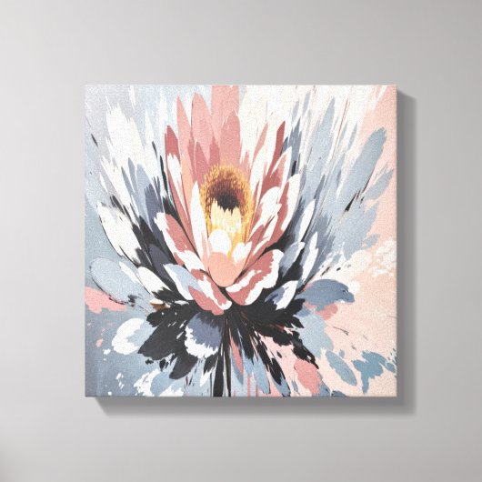 Blozen Bloesem: Abstracte roze Lotus bloemkunst Canvas Afdruk (Voorkant)
