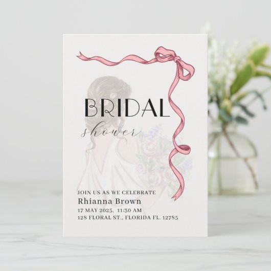 Blozen Elegantie Bruids Douche Uitnodiging (Staand voorkant)