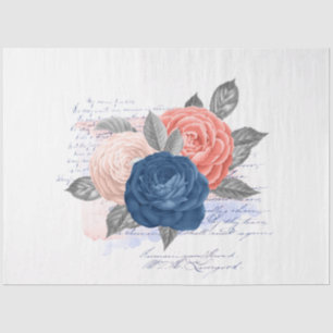 Blozen en marine bloemige ephemera-reeks ontwerp 1 tissuepapier