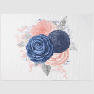 Blozen en marine bloemige ephemera serie ontwerp 4 tissuepapier