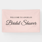 Blozen en zwart elegante script bruidsdouche spandoek (Horizontaal)