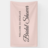 Blozen en zwart elegante script bruidsdouche spandoek (Verticaal)