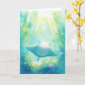 Blozen Manta Ray Glijdend door het Zee Kaart (Gele Bloem)