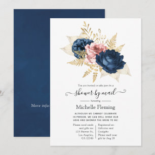 Blozen, Navy en Gouden Bloemenschouw per Post Kaart