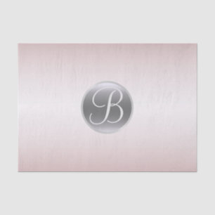 Blozen Roze Glans Elegante Monogram Letter Initiaa Tissuepapier