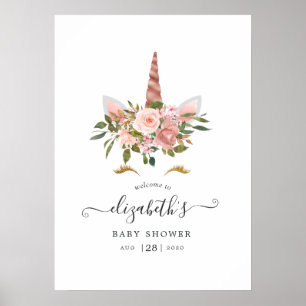 Blozen Roze Gouden Bloem Unicron Welkom Douche Poster