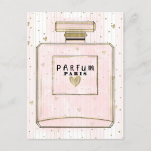 Blozen Roze & Gouden Paris Parfum Beauty Party Uitnodiging Briefkaart