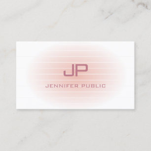Blozen Roze Wit Elegant Modern Monogram Trendy Visitekaartje