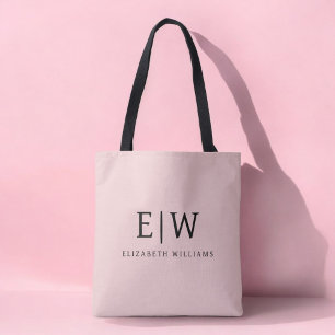 Blozen Stof Roze Meisjesachtig Schrift Monogram Mo Draagtas