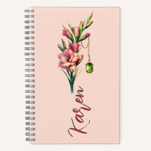 Blozen van augustus: gladiolus & peridot aandenken notitieboek