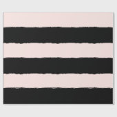 Blozen & Zwarte Ruw-Rand Strepenpatroon Trouwjurk Cadeaupapier (Vlak)