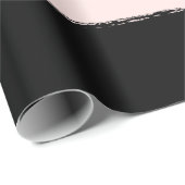 Blozen & Zwarte Ruw-Rand Strepenpatroon Trouwjurk Cadeaupapier (Rol Hoek)