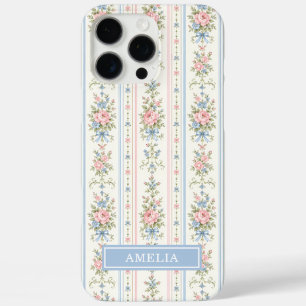Blozend blauwe aquarel bloemige monogram iPhone 16 pro max hoesje