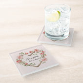 Blozend Romantische Roos Bloemhart Liefde Glazen Onderzetter (Schuin)