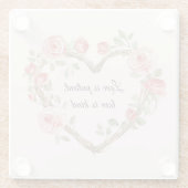 Blozend Romantische Roos Bloemhart Liefde Glazen Onderzetter (Achterkant)