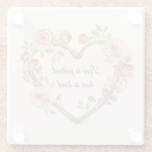 Blozend Romantische Roos Bloemhart Liefde Glazen Onderzetter (Achterkant)