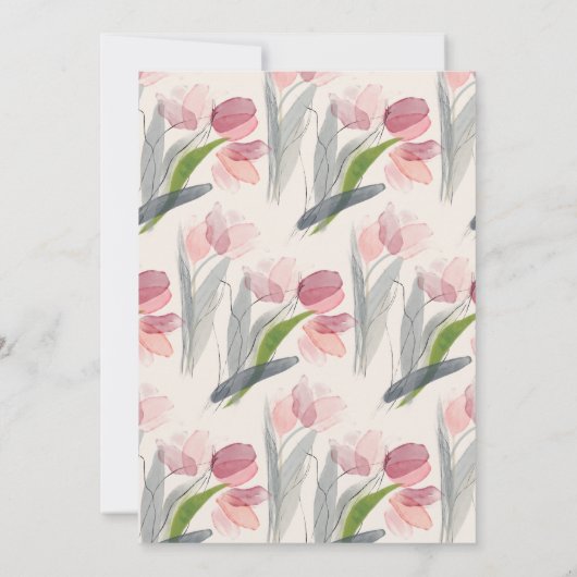 Blozend Roze Aquarel Bloem Tulpen 30e Verjaardag Kaart (Achterkant)