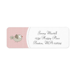 Blozend Roze Baby Vogel Adres Etiket