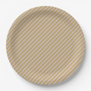 Blozend Roze Beige & Licht Gouden Strepen Feestje Papieren Bordje
