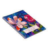 Blozend roze blauw abstract modern bloemendagboek notitieboek (Rechterzijde)