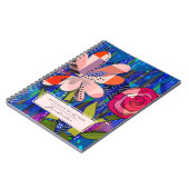 Blozend roze blauw abstract modern bloemendagboek notitieboek (Linkerzijde)