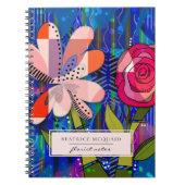 Blozend roze blauw abstract modern bloemendagboek notitieboek (Voorkant)