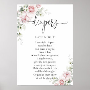 Blozend Roze Bloemen Baby Borrel Poster