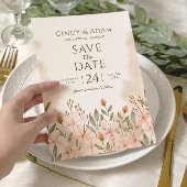 Blozend Roze Bloemige Aquarel Bruiloft Save The Date