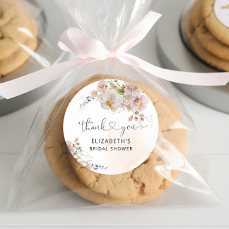 Blozend Roze Bloemige Bruidsdouche Dank Je Wel Ronde Sticker