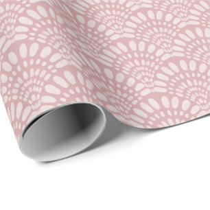 Blozend Roze Boho Waaiers Patroon Zachte Waterverf Cadeaupapier