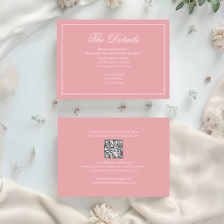 Blozend Roze Calligrafie Elegante Details RSVP Informatiekaartje