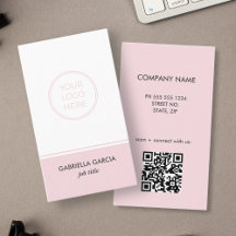 Blozend Roze Eenvoudige Logo QR Code Zakkaartje