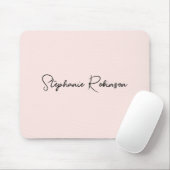 Blozend Roze Elegant Script Persoonlijk Monogram Muismat (Met muis)