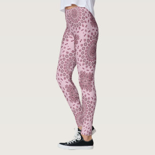 Blozend Roze en Bourgondië Mandala Patroon Leggings