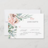 Blozend Roze en Ivoor Poppy's, Eucalyptus, Groenbl RSVP Kaartje (Voorkant)