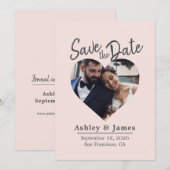Blozend Roze Foto Moderne Script Verloving aankond Save The Date (Voorkant / Achterkant)