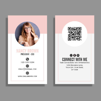 Blozend Roze Foto QR Code Maak Contact Met Mij Min Visitekaartje