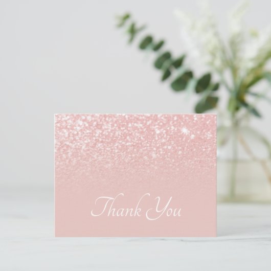 Blozend Roze Glitter Ombre Dank je wel Briefkaart (Staand voorkant)