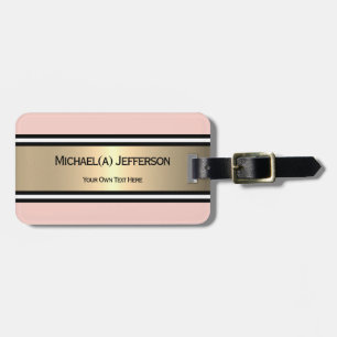 Blozend Roze Goud Zwart Wit Streep Modern Chic Bagagelabel