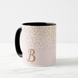 Blozend Roze & Gouden Confetti Moderne Glam Stijlv Mok