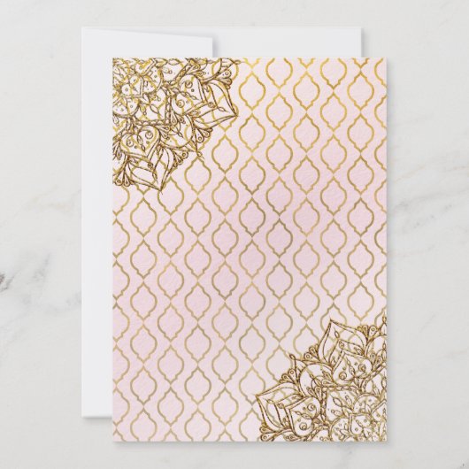 Blozend Roze Gouden Marokkaanse Arabische Nachten Kaart (Achterkant)