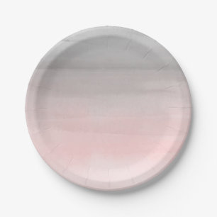 Blozend Roze Grijs Modern Aquarel Ombre Chic Papieren Bordje
