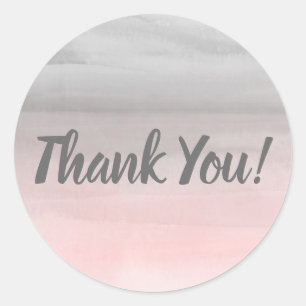 Blozend Roze & Grijs Moderne Waterverf Ombre Ronde Sticker